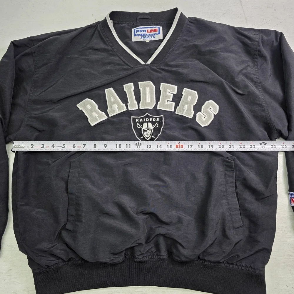 Vintage 90s Starter Pro‎ Line Oakland Raiders Jacket Mens XL V-neck Windbreaker